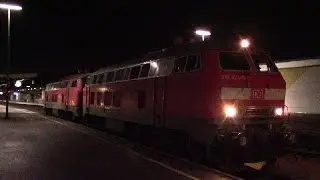Br 218 424 und 420 als Leerzug in Kempten Hbf (Motorstart + Abfahrt)