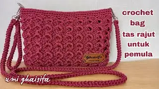 Cara membuat tas rajut simple untuk pemula motif prada || Crochet bag tutorial
