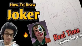 Real-Time Video 😍 | How To Draw Joker Step By Step Outline Tutorial | Tutorial Of Joker Drawing 👌😍🔥