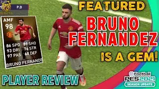 Бруно Фернандес с рейтингом 98 | Настоящая жемчужина | Обзор игрока | PES 2021 Mobile