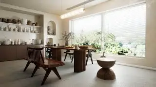 Interior Wabi Sabi Dinner Room animation : The Japanese Art of Impermanence | UE5