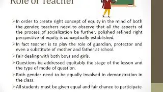Measures to Resolve Gender Equity and Equality issues