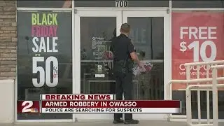 Robbery at Payless Shoesource store in Owasso; police arrest 1, searching for 2 suspects