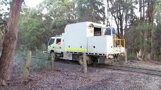 Tasrail  HV10 Hi Rail truck near the East Tamar Highway bridge