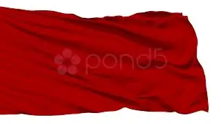 Red Blank Flag Waving In The Wind Against White Background. Stock Footage