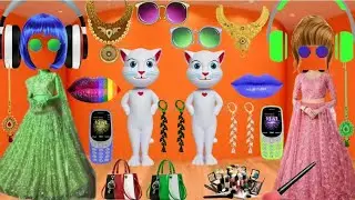 Three talking tom billu bridal makeup💄👄👰&zwj;♂️💅 funny comedy video| cat ki makeup||billi ki shaadi