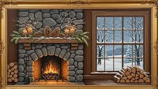 Frame TV Art With Music - TV Art Background: 4K Vintage Winter Cabin Ambience | Cozy Fireplace
