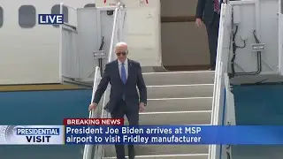 President Biden arrives at MSP Airport ahead of visit to Fridley manfacturer