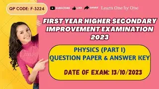 First Year Higher Secondary Improvement Exam 2023| PHYSICS| Part 1 |Answer Key