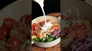 Creamy Spinach Tomato Pasta #shorts #asmr