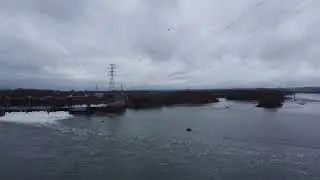 Ariel view of Louisville Kentucky water dam bird eye viewing