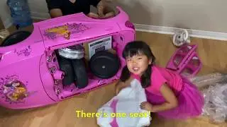 Lucy-Sunshine builds a Disney Princess Car! Unboxing and 1st DRIVE!