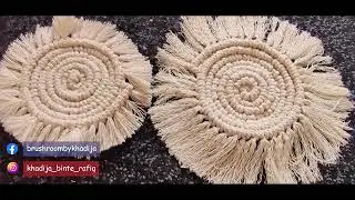DIY Easy Macrame Costar | Beginners Step by Step Round Macrame Costar |  Brush Room