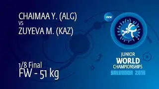 1/8 FW - 51 kg: M. ZUYEVA (KAZ) df. Y. CHAIMAA (ALG) by FALL, 8-0