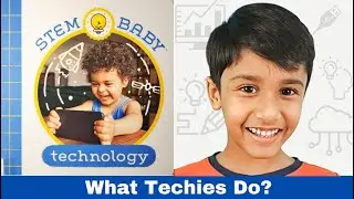 Babies learn technology with the Stem baby Technology book Written by by Dana Goldberg