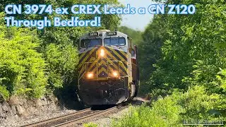 CN 3974 ex CREX with conrail graffiti (not on vids side) Leads CN Z120 at Bedford, NS.