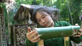 Young Vietnamese Girl Crafts a Bamboo Swing