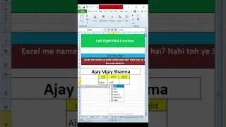 Excel LEFT MID RIGHT Function 🔥 Text Extract Karna Seekho 30 Sec Me! #shorts