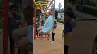 Monkey bar challenge 😀&hearts;️ playing in play area #fun#monkeybar#play#cute#shorts