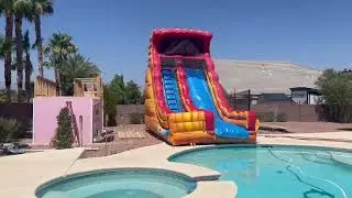 🔥 Lava Water Slide Setup Next to a Beautiful Backyard Pool | Kangaroo Bounce Party