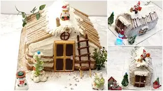 g&acirc;teau de No&euml;l forme de maison facile 🎂 sans cuisson ni &oelig;ufs ni g&eacute;latine🎄 recettes de No&euml;l