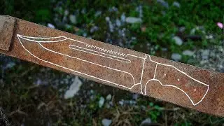 Creating Sharp Bowie Knife From an Old Rusted Leaf Spring