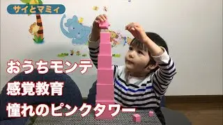 おうちモンテ・感覚教育ピンクタワー（3歳9ヶ月）｜Home Montessori Sensorial Pink Tower