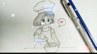 Cute Chef Girl Drawing for Beginners | Easy Step-by-Step Art Tutorial ⭐