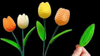 3D Tulip Crochet Leaf Design ☘️ (Part 2: Realistic Crochet Leaf Guide!)