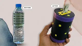 Money bank with waste bottle | DIY | recycling | cute crafts | crafts | paper | paper and bottle 