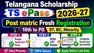 Post Matric Scholarship 10th to PG Online Application in Telangana Fresh Registration 2025-26