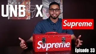 Supreme FW18 Classic Script New Era & Hooded Sweatshirt x Diamond Plate Tool Box