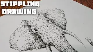 Stippling Drawing #39 - How to Draw Elephant Using Dots l Pencil Drawing l Stippling Art