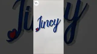 Jincy Name Writing | Brush Pen shadow calligraphy writing #shorts #satisfying #name #art #ytshorts