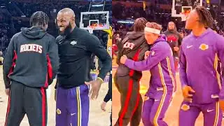 LeBron James & Lakers Mobbed Dorian Finney-Smith before Lakers vs Rockets Game