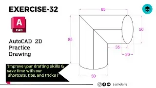 AutoCAD 2D Practice Exercise for beginners | Exercise-32