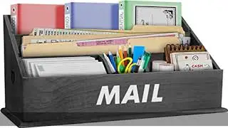 Mail Organizer Countertop Mail Sorter Holder Wooden Desk Organizer Desktop Letter Holder Office Des