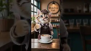 Cat Makes Coffee Like a Pro! ☕🐱 | Caf&eacute; working Satisfying ASMR ! #shorts