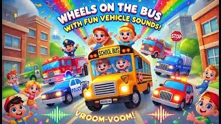 Wheels on the Bus with FUN Vehicle Sounds! 🚍🚒🚓 | Kids Song for Learning & Fun!