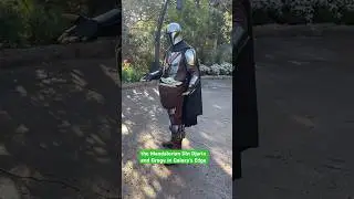 the Mandalorian Din Djarin and Grogu in Galaxy&rsquo;s Edge, Disneyland #dindjarin #grogu #themandalorian