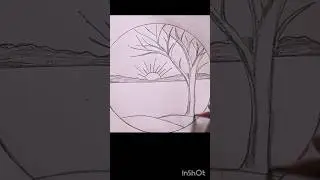 How to draw a beautiful scenery #drawing #sunset #beautiful