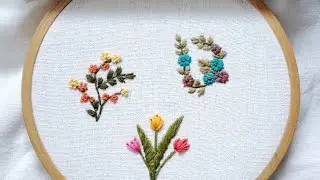 3 Beautiful flower design🥀🎋💐/ very simple stitch embroidery 🥰/ Hand embroidery