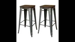 Picturesque wood and metal bar stools