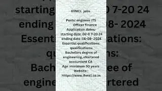 IHMCL jobs #job #govermentjobs #governmentrecruitment #govtrecruitment #bankrecruitment #govtjobline