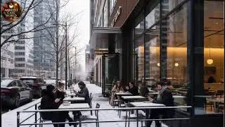 🔴 Good Mood with Smooth Winter Jazz Music ⛄ Outdoor Coffee Shop Ambience & Warm Piano Jazz Music