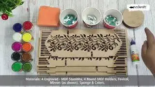 Navratri Deepa Stambha With Mirror Work & Round Coasters DIY Kit By Penkraft