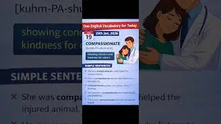 Daily English Vocabulary - 19th Jan 2026 : Compassionate #english #learning #englishvocabulary #cat