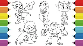 Teen Titans Go Coloring Pages | Starfire, Robin, Cyborg, Raven & Beast Boy