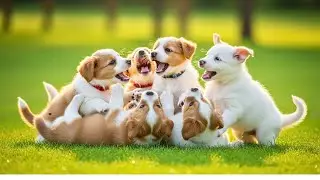 Cute & Adorable Puppies Playing Together on Green Grass &ndash; Natural Dog Barking Sounds | Dog Videos