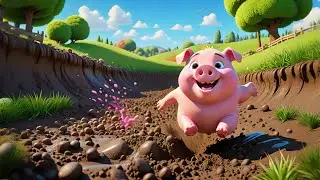 Four Silly Pigs Roll in Mud | Pig Song Kids | Farm Animal Counting Nursery Rhyme & Learning Video